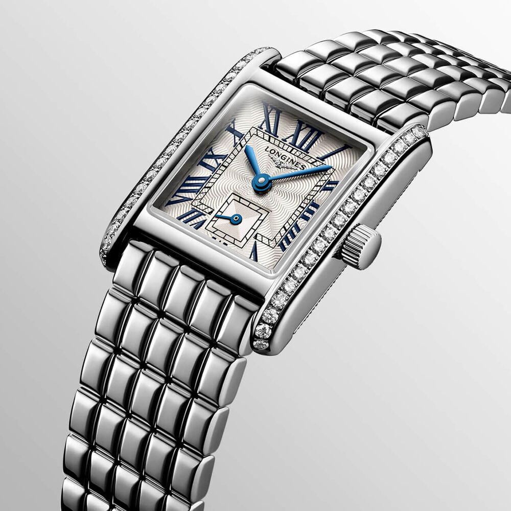 Longines MiniDolcevita 2023 29 X 21.50mm Silver "flinqué" Blue Hands Dial Diamond Case Watch image number 5