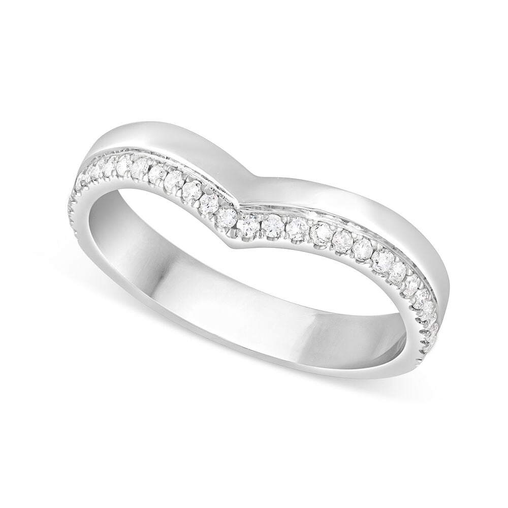 9ct White Gold 0.15ct Diamond Wishbone Wedding Ring