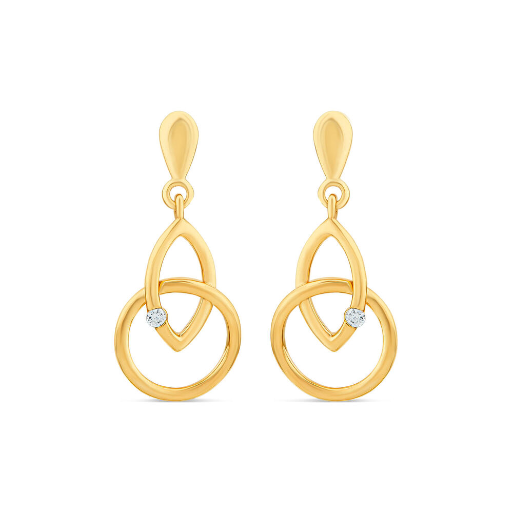 9ct Yellow Gold Diamond Interlock Drop Earrings image number 0