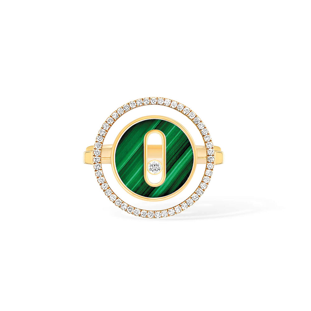 Messika Lucky Move 18ct Yellow Gold 0.18ct Diamonds & Malachite Ring (Size L) image number 1