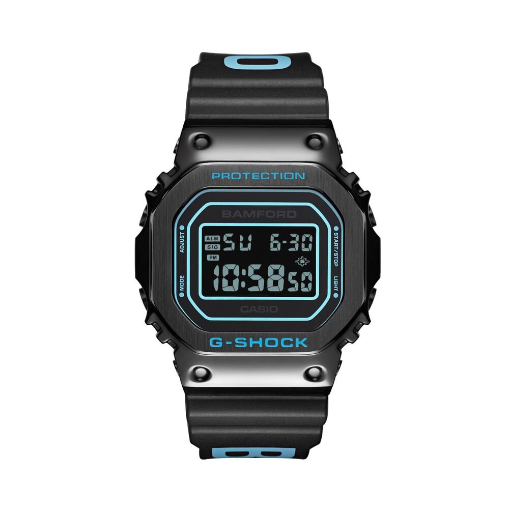 G-SHOCK x Bamford 49.6mm Black Dial Black & Blue Resin Strap Watch
