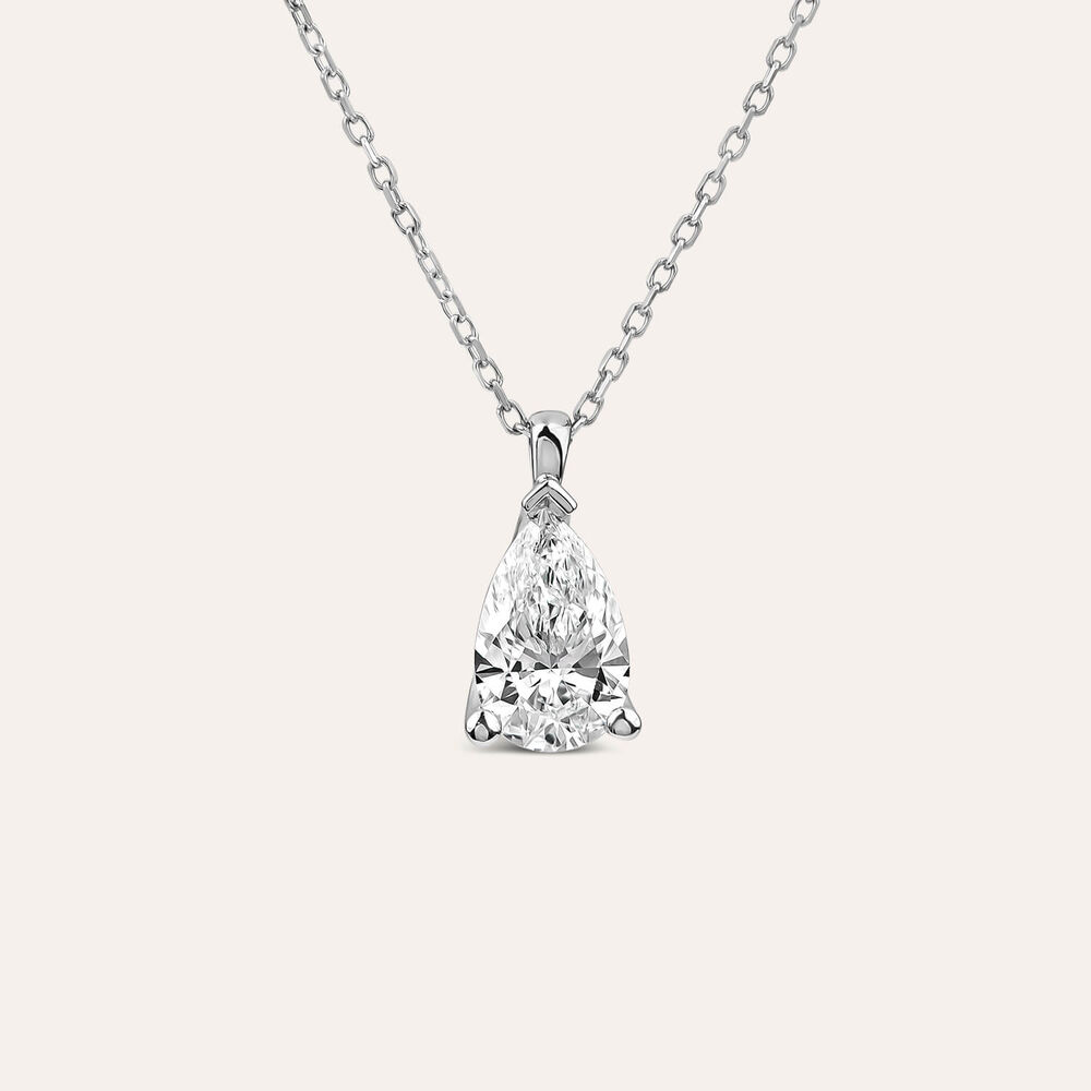 Born 9ct White Gold 1.00ct Lab Grown Pear Diamond Pendant