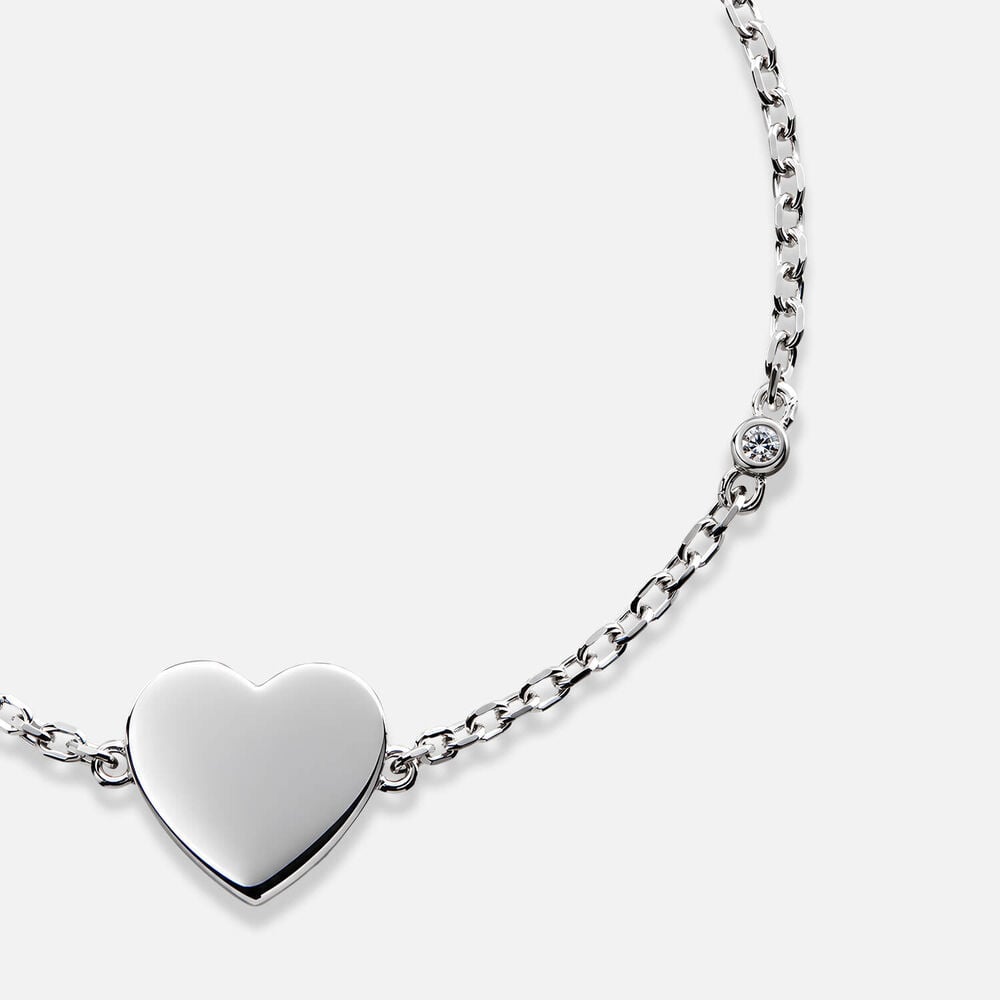Sterling Silver Polished Heart Infinity Section Bracelet