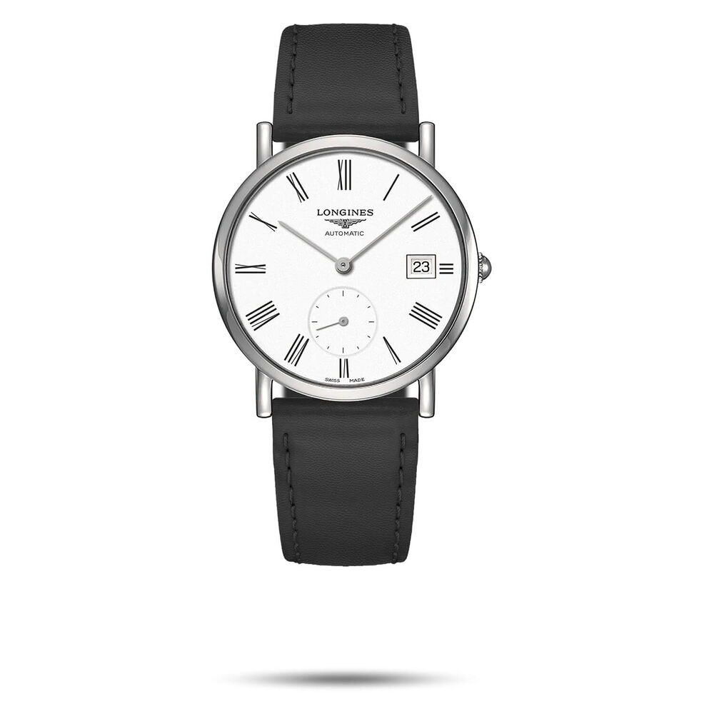 Longines Watchmaking Tradition Elegant 34.50mm Automatic White Dial Black Leather Strap Watch image number 0