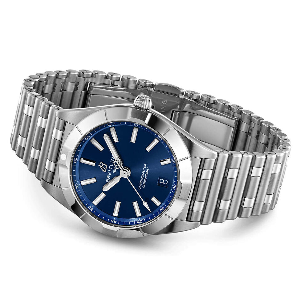 Breitling Chronomat 32mm Blue Dial Steel Case Ladies Bracelet Watch image number 2