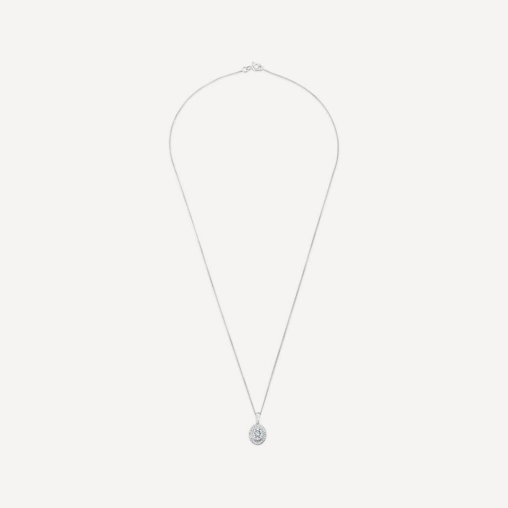 9ct White Gold 0.25ct Diamond Cluster Oval Pendant image number 2