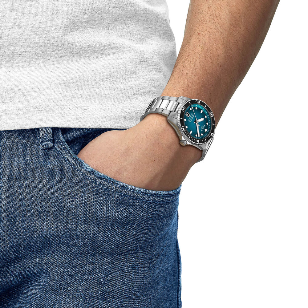 Tissot Seastar 1000 Powermatic 80 40mm Blue Dial Silver Steel Bracelet Watch image number 4