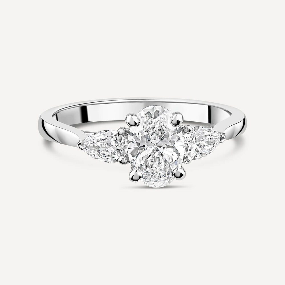 Born Platinum Lab Grown 1.40ct Oval & Pear Sides Diamond Ring image number 2
