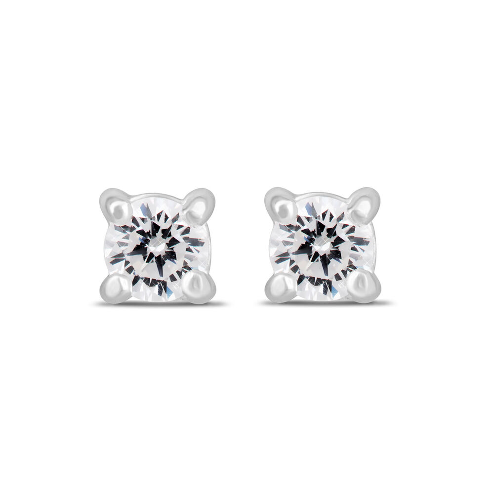 Sterling Silver Cubic Zirconia Children's Claw Stud Earrings image number 0