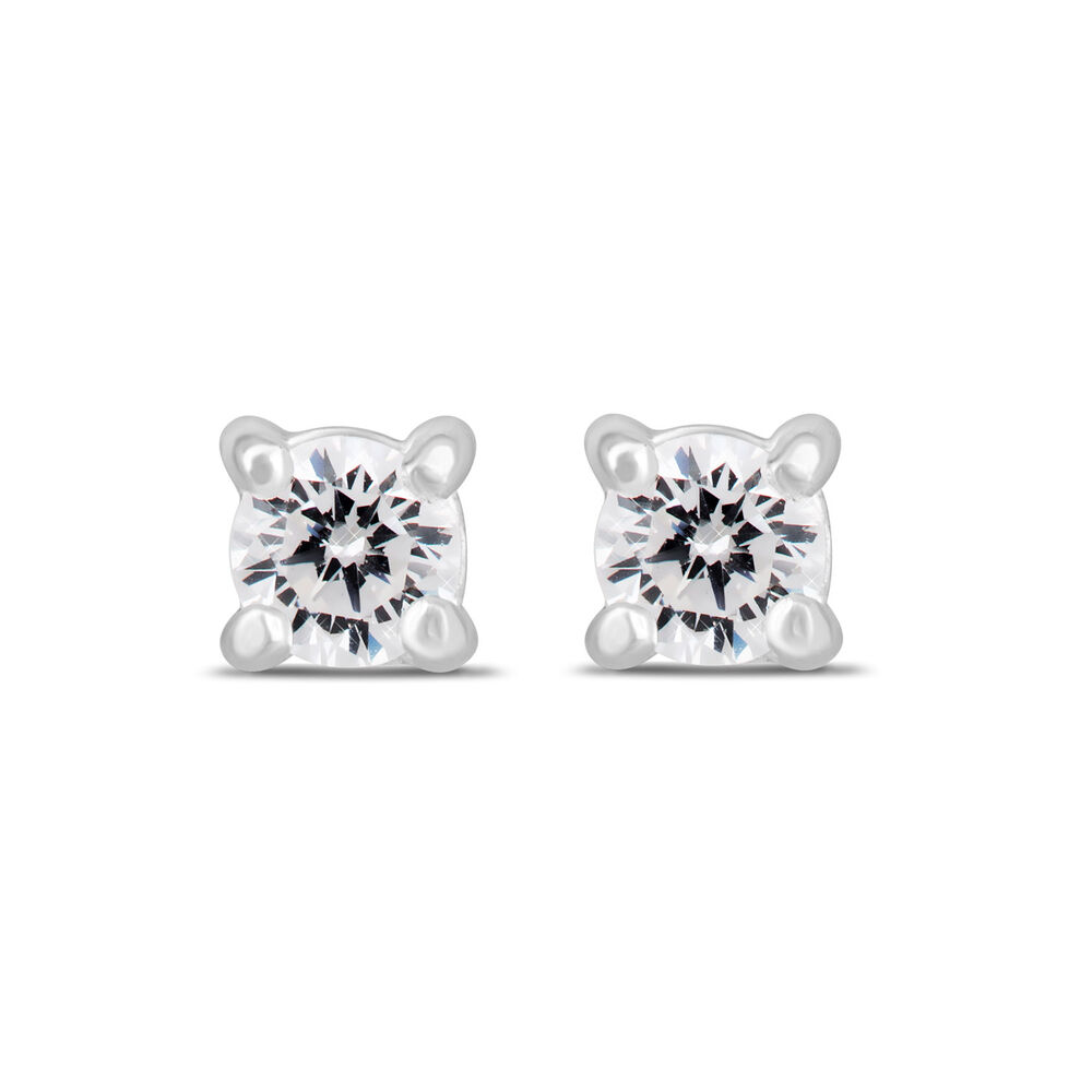 Sterling Silver Cubic Zirconia Children's Claw Stud Earrings