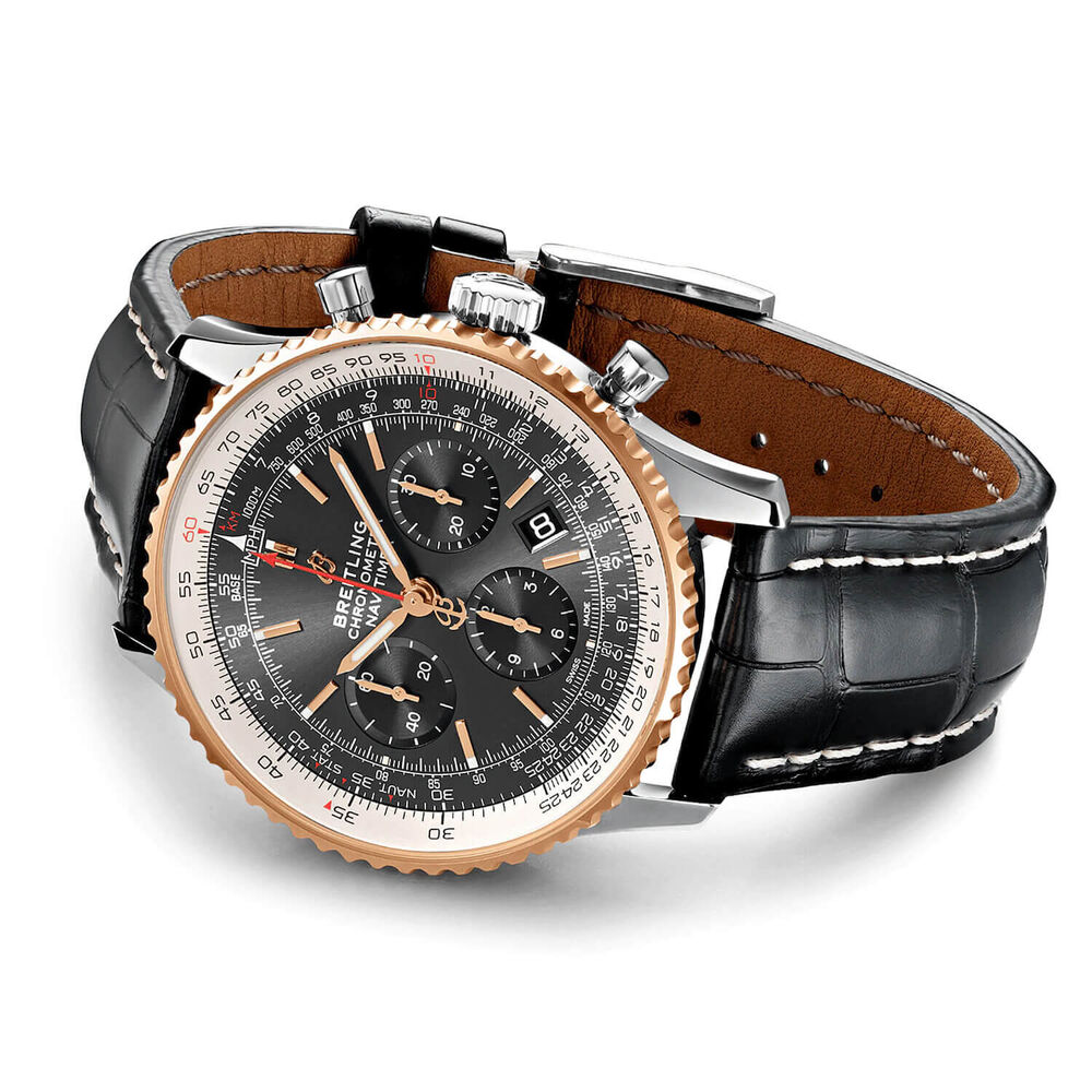 Breitling Navitimer 1 Chronograph Grey Dial Black Leather Strap Watch image number 2