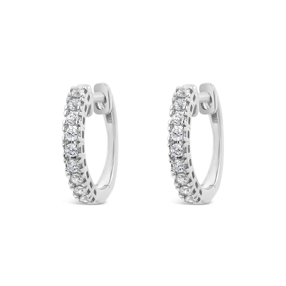 9ct White Gold 0.33ct Diamond Huggie Eternal Hoop Earrings