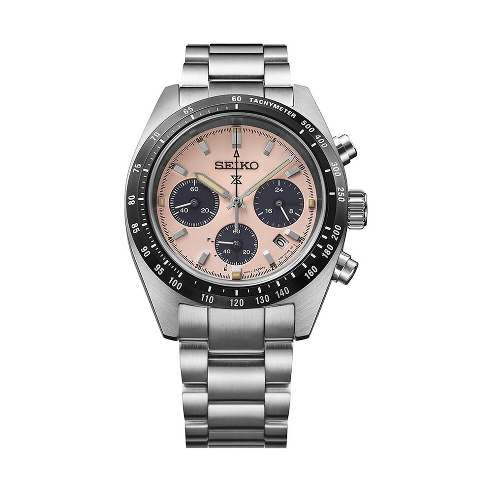 Seiko Prospex Speedtimer &lsquo;Youngtimer&rsquo; Pale Pink 39mm Steel Bracelet Watch