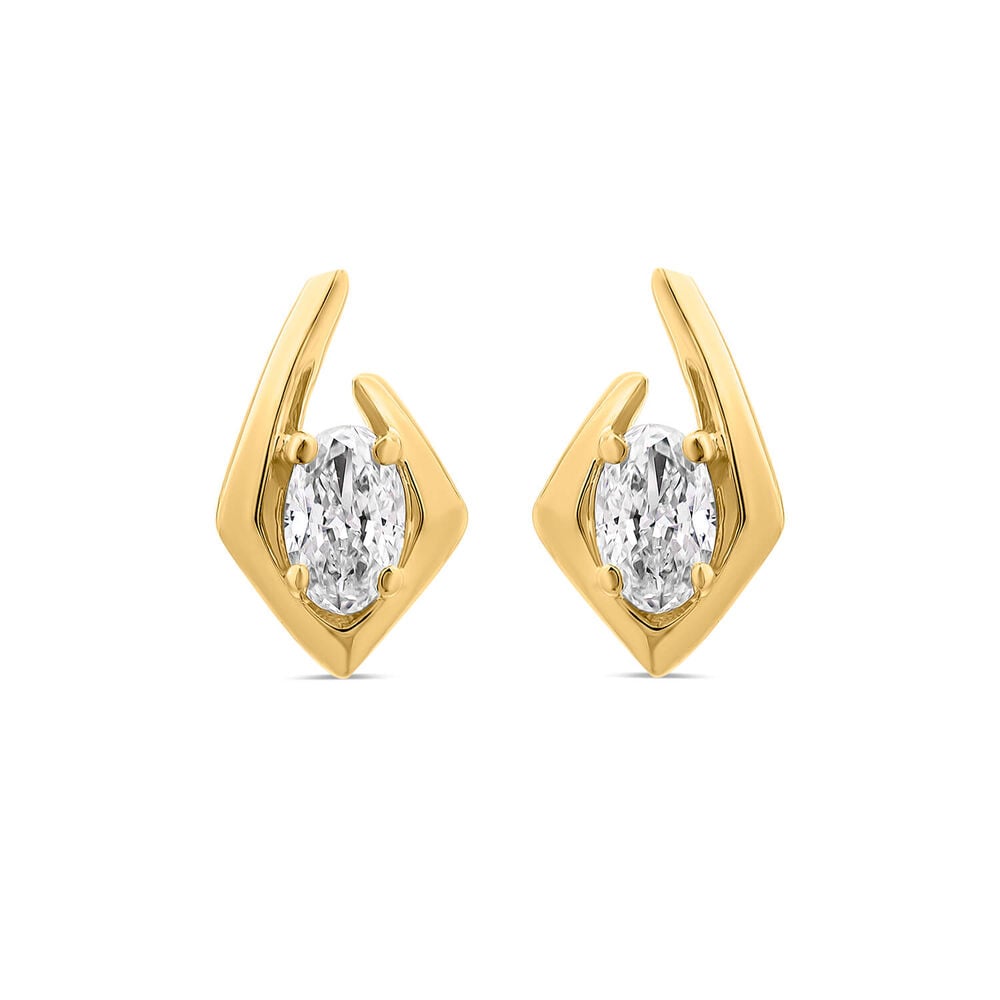 Born Kissed with Diamonds 9ct Yellow Gold Lab Grown 0.20ct Oval Diamond Split Shaped Earrings image number 0