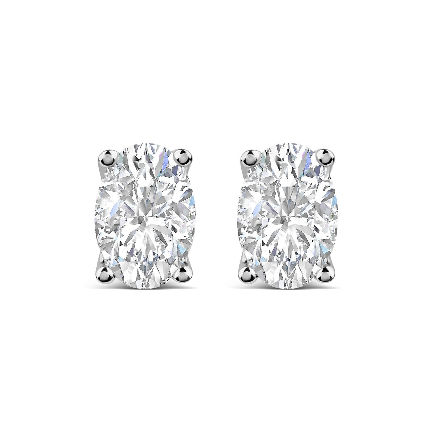 Born 18ct White Gold Lab Grown 1.40ct Diamond Oval Earrings