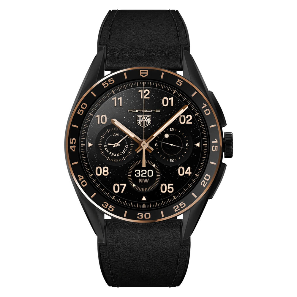 TAG Heuer Connected 45mm Touchscreen Titanium Case Black & Rose Gold Bezel Strap Watch