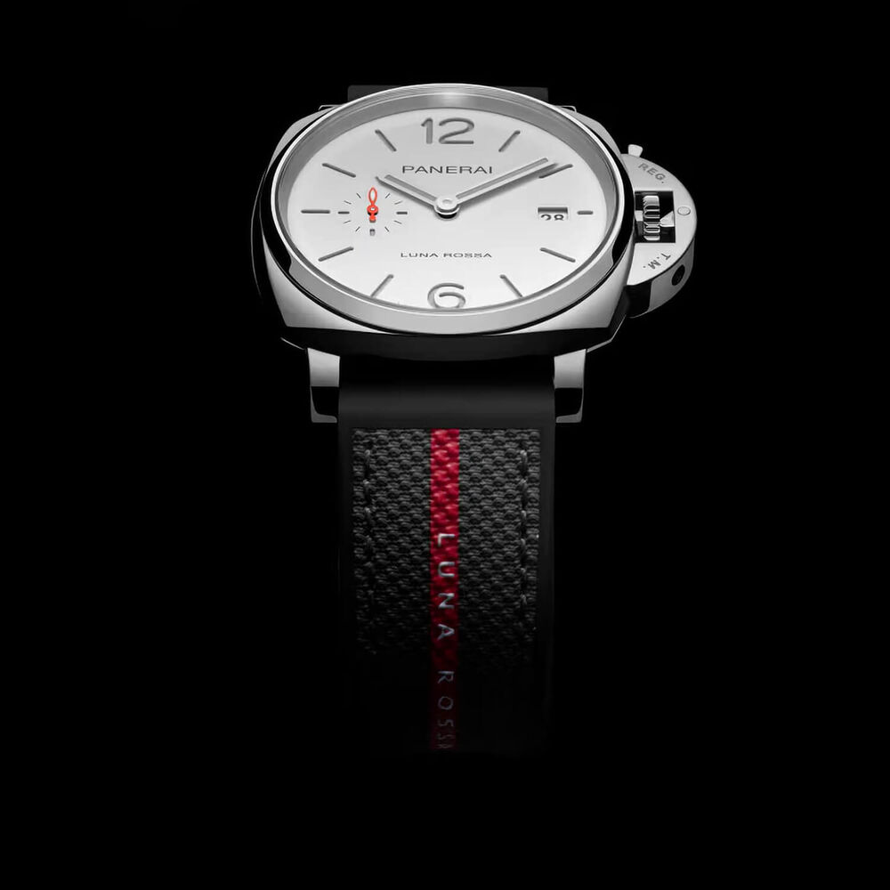 Panerai Luminor Due Luna Rossa 42mm White Dial Rubber & Fabric Strap Watch image number 3