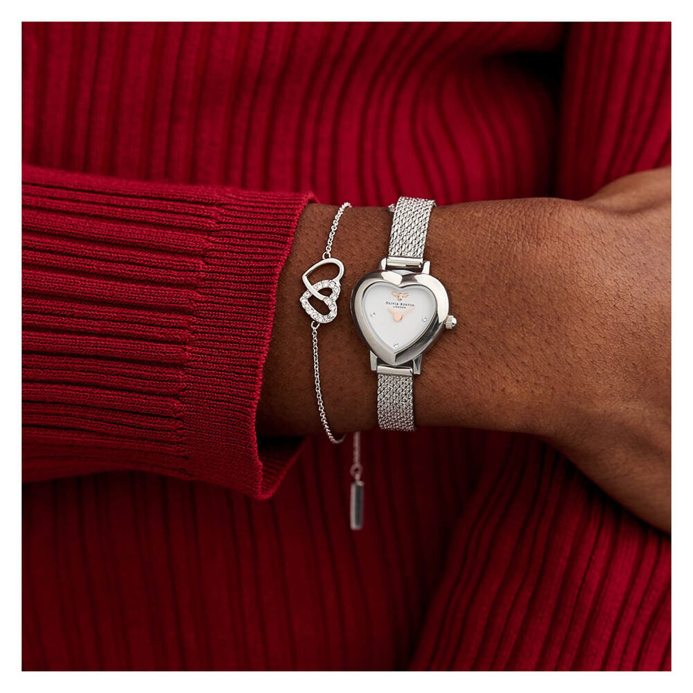 Olivia Burton Meant To Bee 22mm Mini White Dial Silver Bracelet Watch image number 2