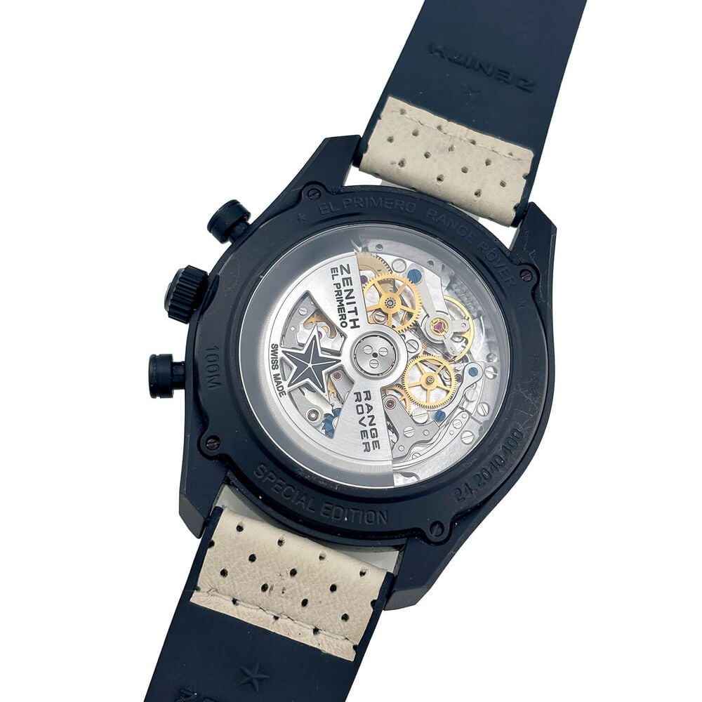 Pre-Owned Zenith El Primero Chronomaster Range Rover 42mm Black Dial Leather Strap Watch image number 3
