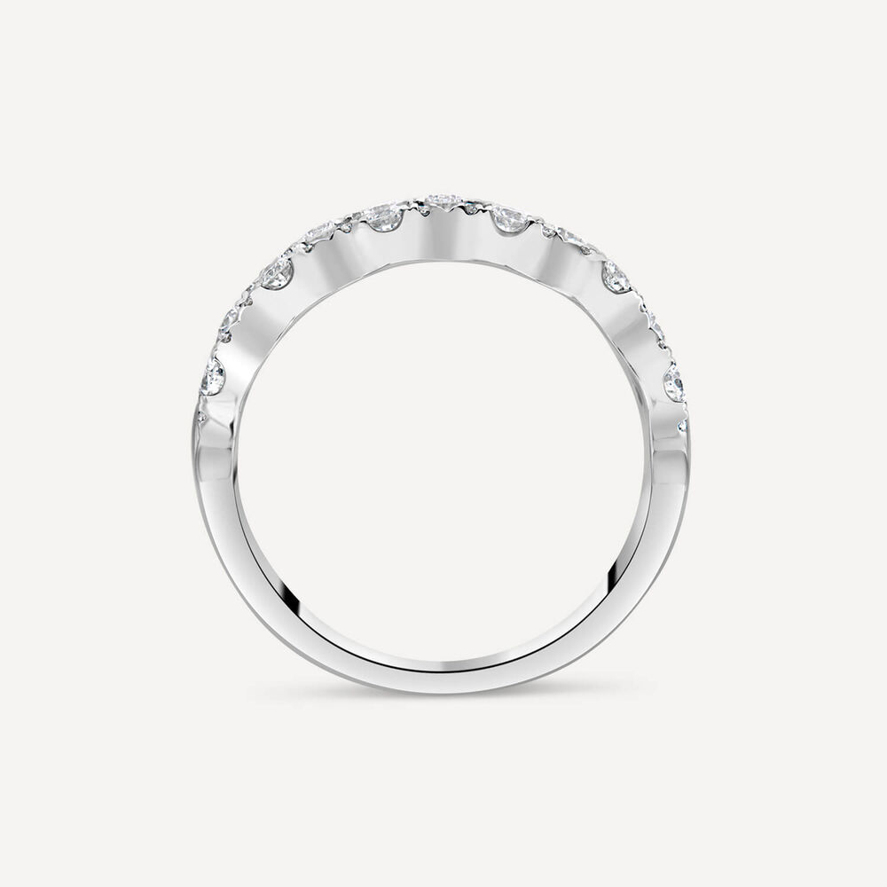 18ct White Gold 0.71ct 3 Row Wavy Diamond Band Ring image number 3