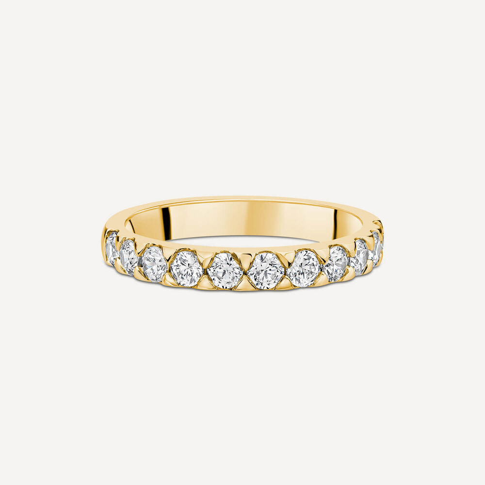 18ct Yellow Gold 3mm 0.70ct Diamond Triangle Claw Wedding Ring- (Special Order) image number 2