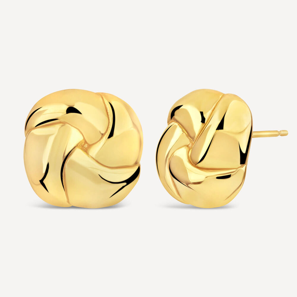 Yellow Gold Plated Sterling Silver Chunky Knot Stud Earrings