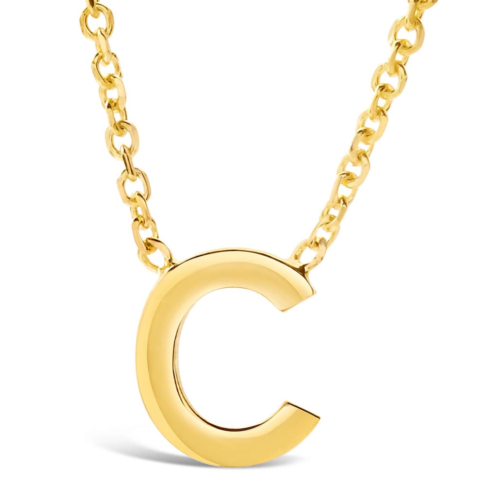 9 Carat Yellow Gold Petite Initial C Necklet (Chain Included)