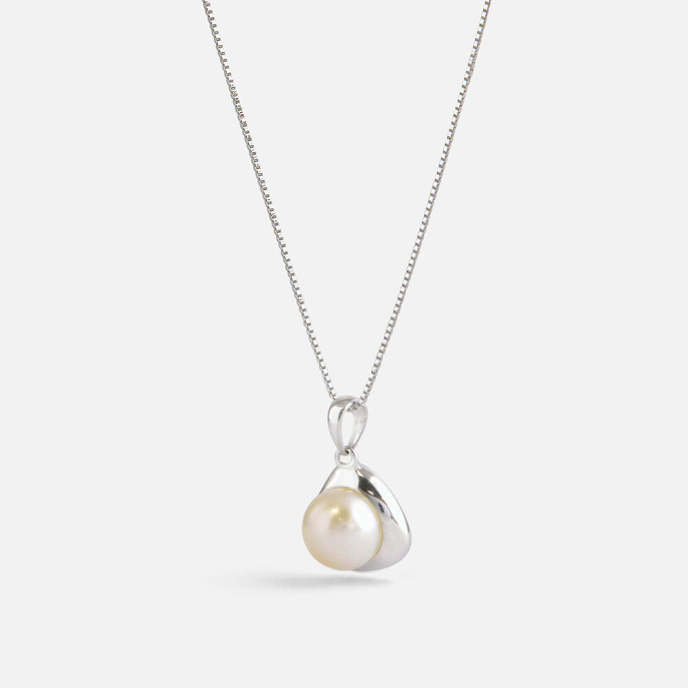 Sterling Silver Freshwater Pearl Half Bezel Pendant