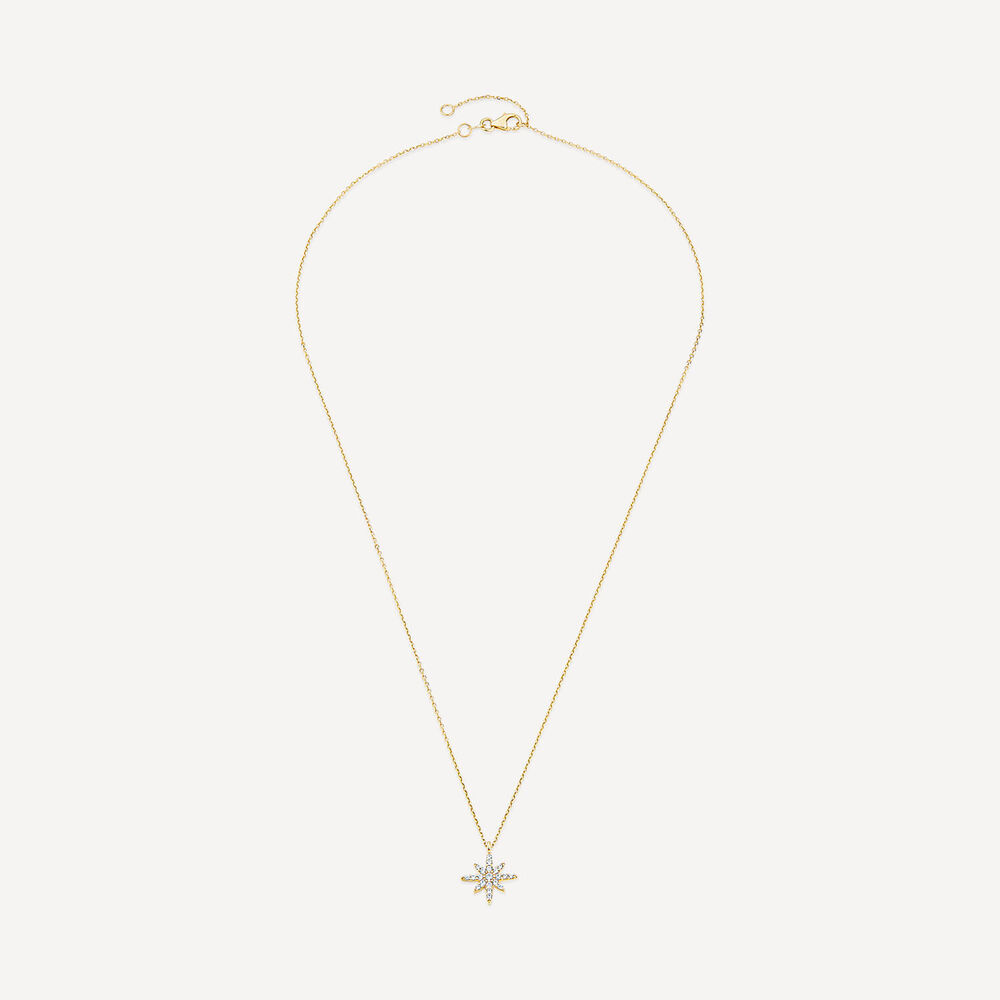9ct Yellow Gold North Star Cubic Zirconia Set Pendant image number 4