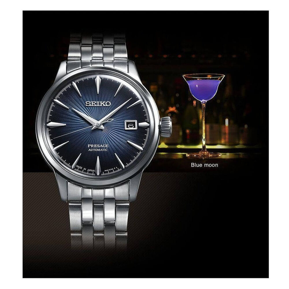 Seiko Presage Cocktail Collection Blue Dial Steel Men's Watch image number 5