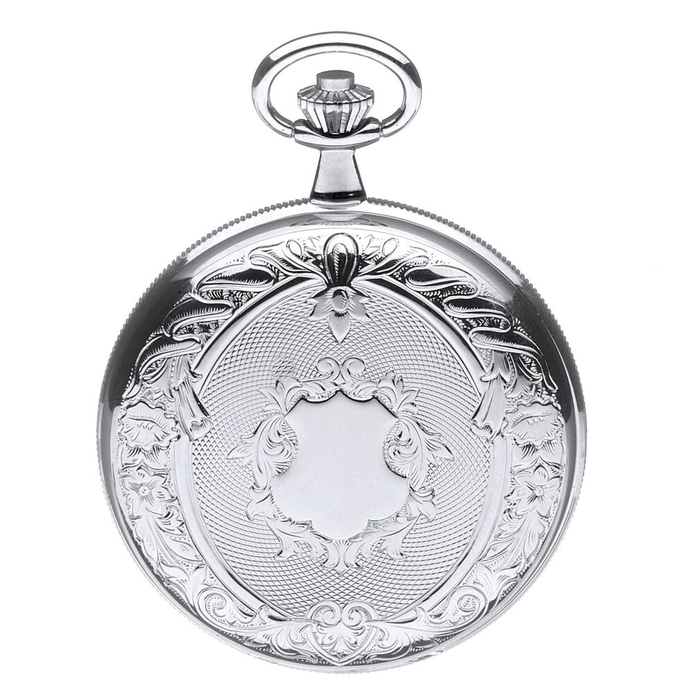 Jean Pierre chrome-plated twin lid skeleton pocket watch image number 0