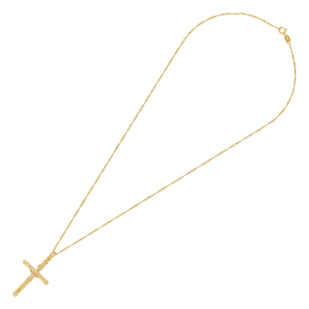 9ct Yellow Gold Small Crucifix Pendant (Chain Included) image number 3