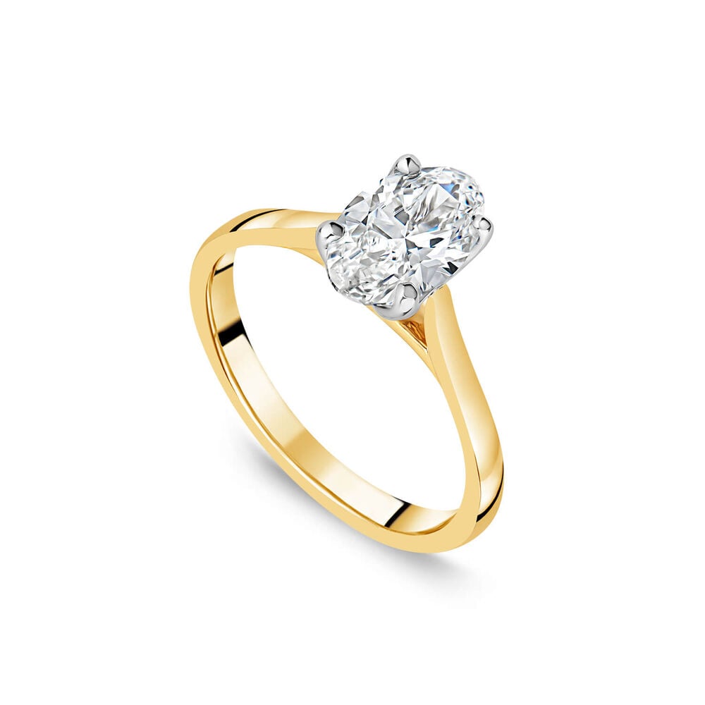 Born 18ct Yellow Gold 1ct Lab Grown Solitaire Oval Diamond Ring image number 0