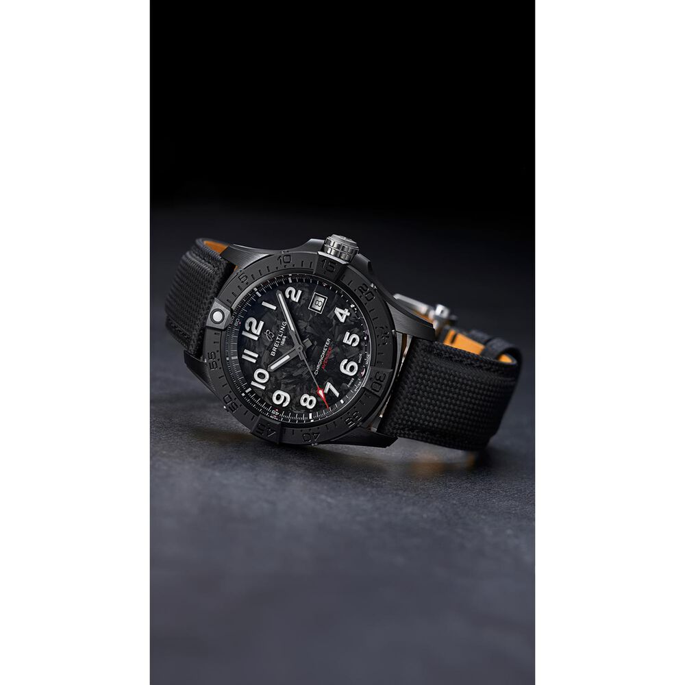 Breitling Avenger Automatic GMT Night Mission 42mm Black Dial Leather Strap Watch image number 3