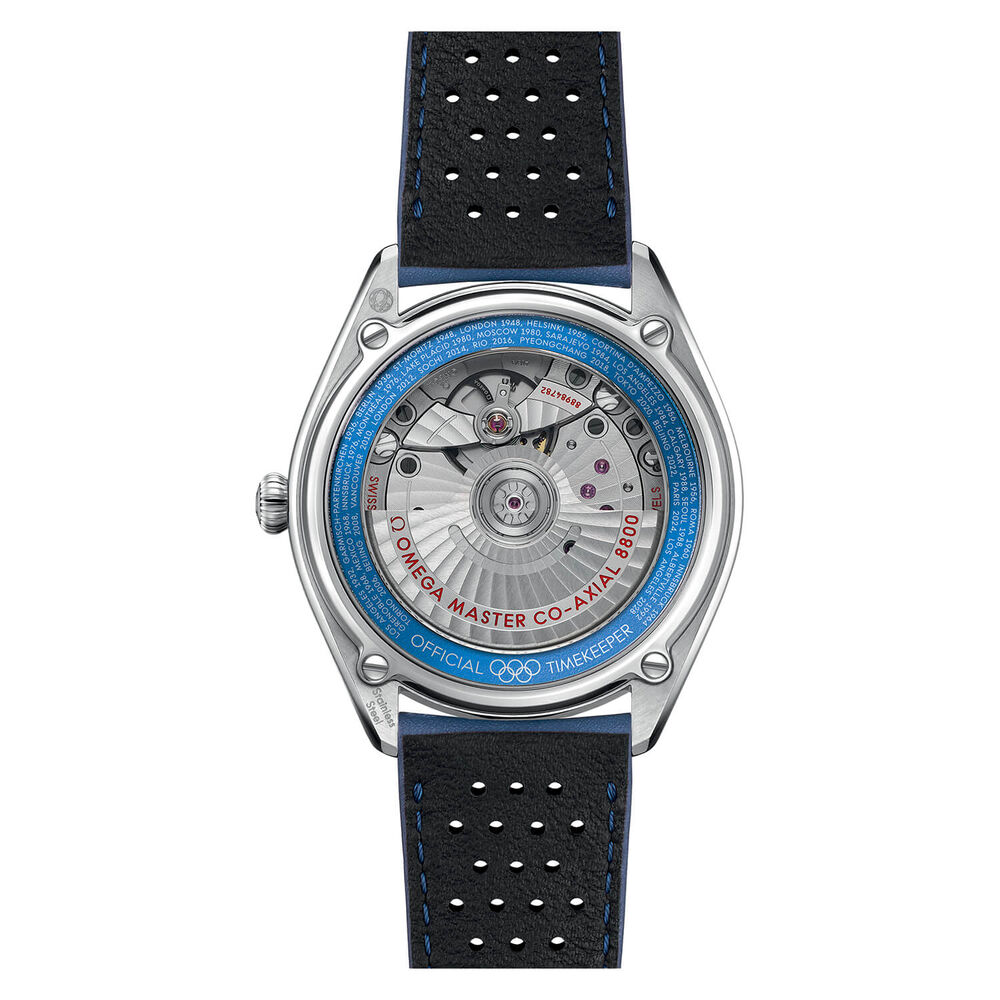 Omega Limited Edition Official Olympic Blue Leather Men's Watch image number 1