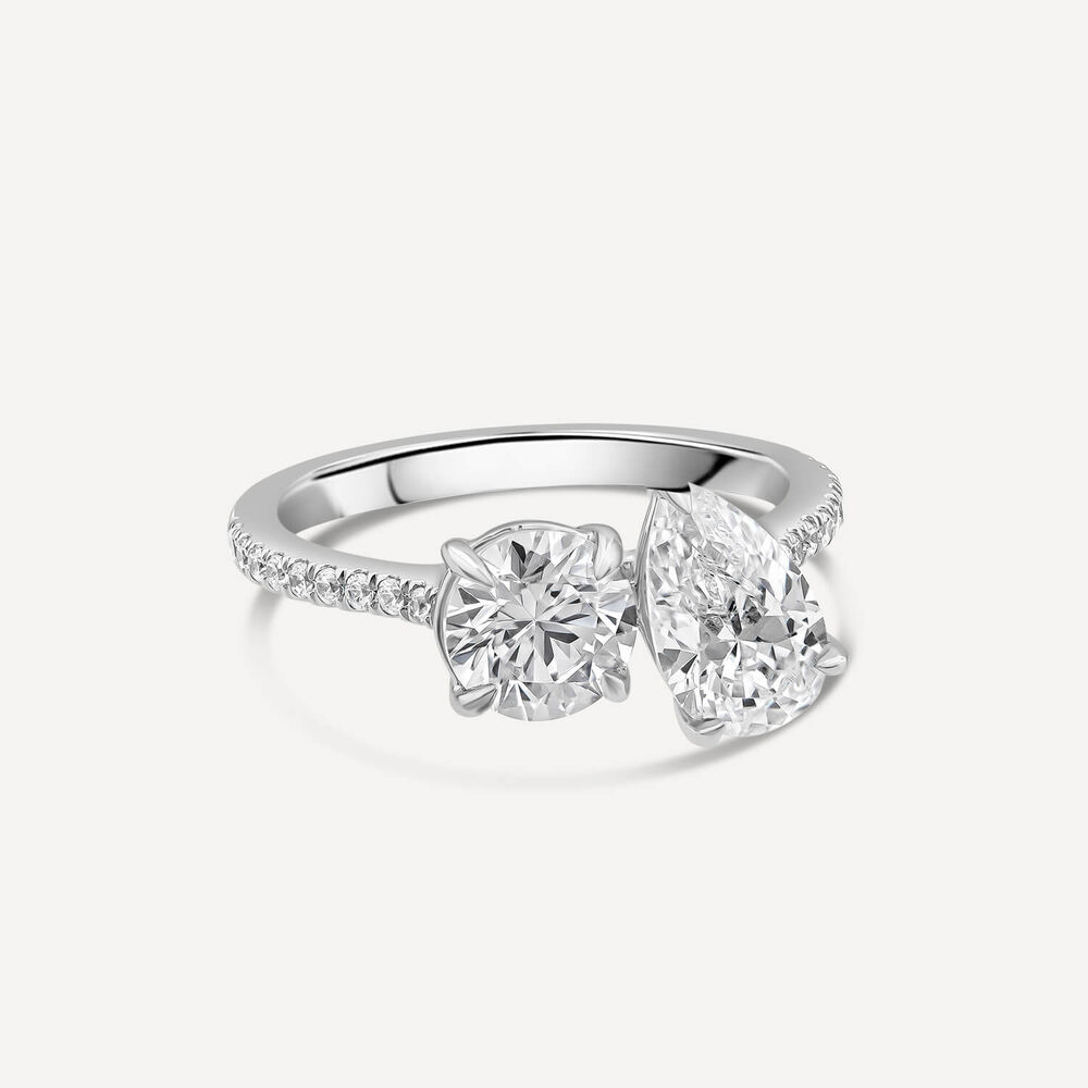 Born Platinum Toi Et Moi 2.15ct Lab Grown Pear & Brilliant Diamond Ring image number 2