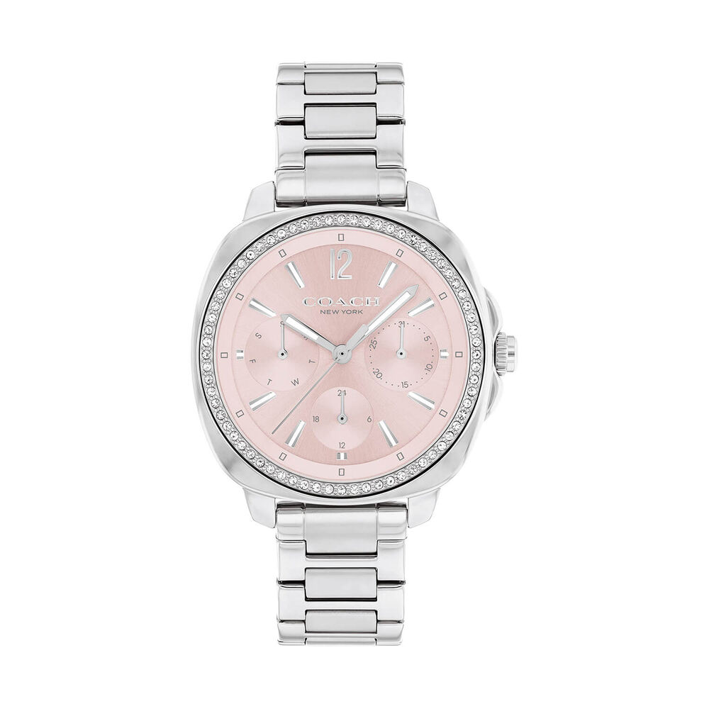 Coach Kitt 34mm Pink Dial Crystal Bezel Stainless Steel Bracelet Watch