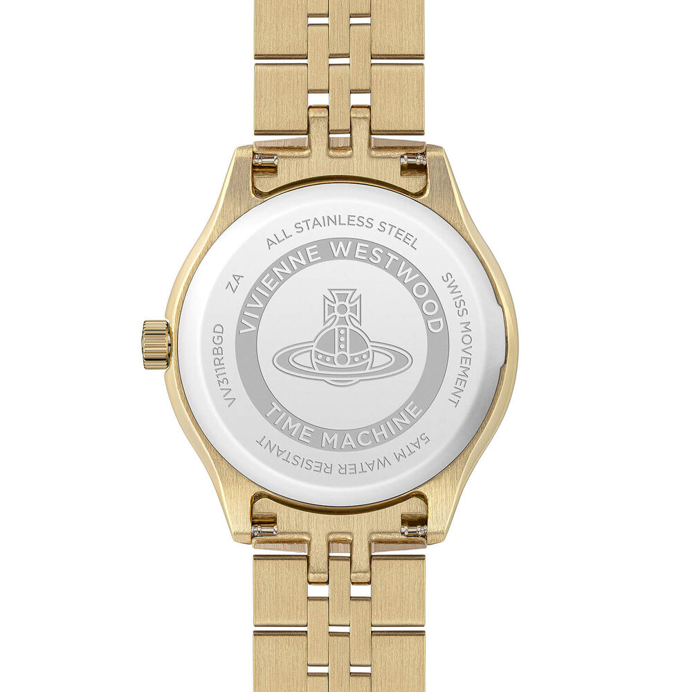Vivienne Westwood Little Camberwell 29mm Red Dial Gold Steel Bracelet Watch image number 4