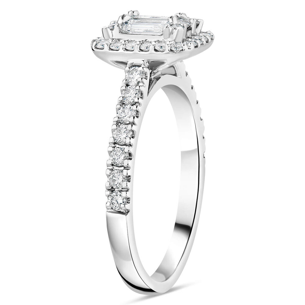 Platinum 0.65ct Diamond Emerald Cut Cluster Ring image number 3