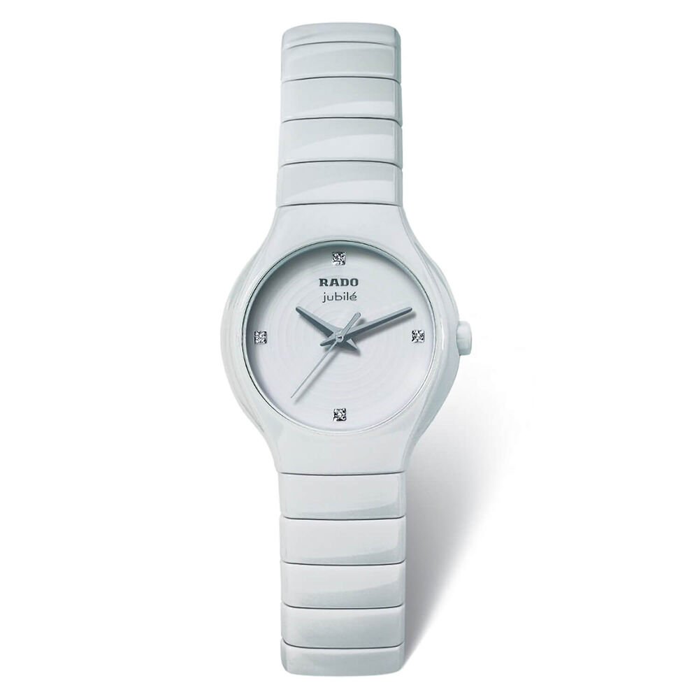 Pre-Owned Rado True 27mm White Dial Ceramic Bracelet Watch