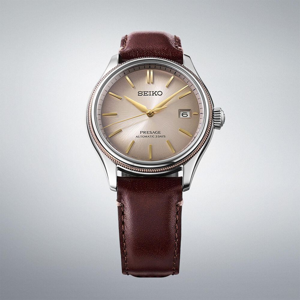 Seiko Presage Classic Limited Edition Shiracha 40mm Dial Brown Leather Strap Watch image number 3
