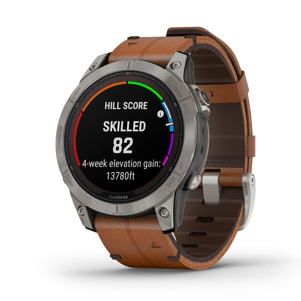 Garmin Fenix 7 Pro Sapphire Solar Brown Leather Strap Watch