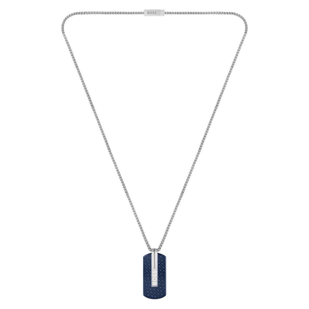 BOSS Orlado Blue IP Detail Reversible Pendant image number 1