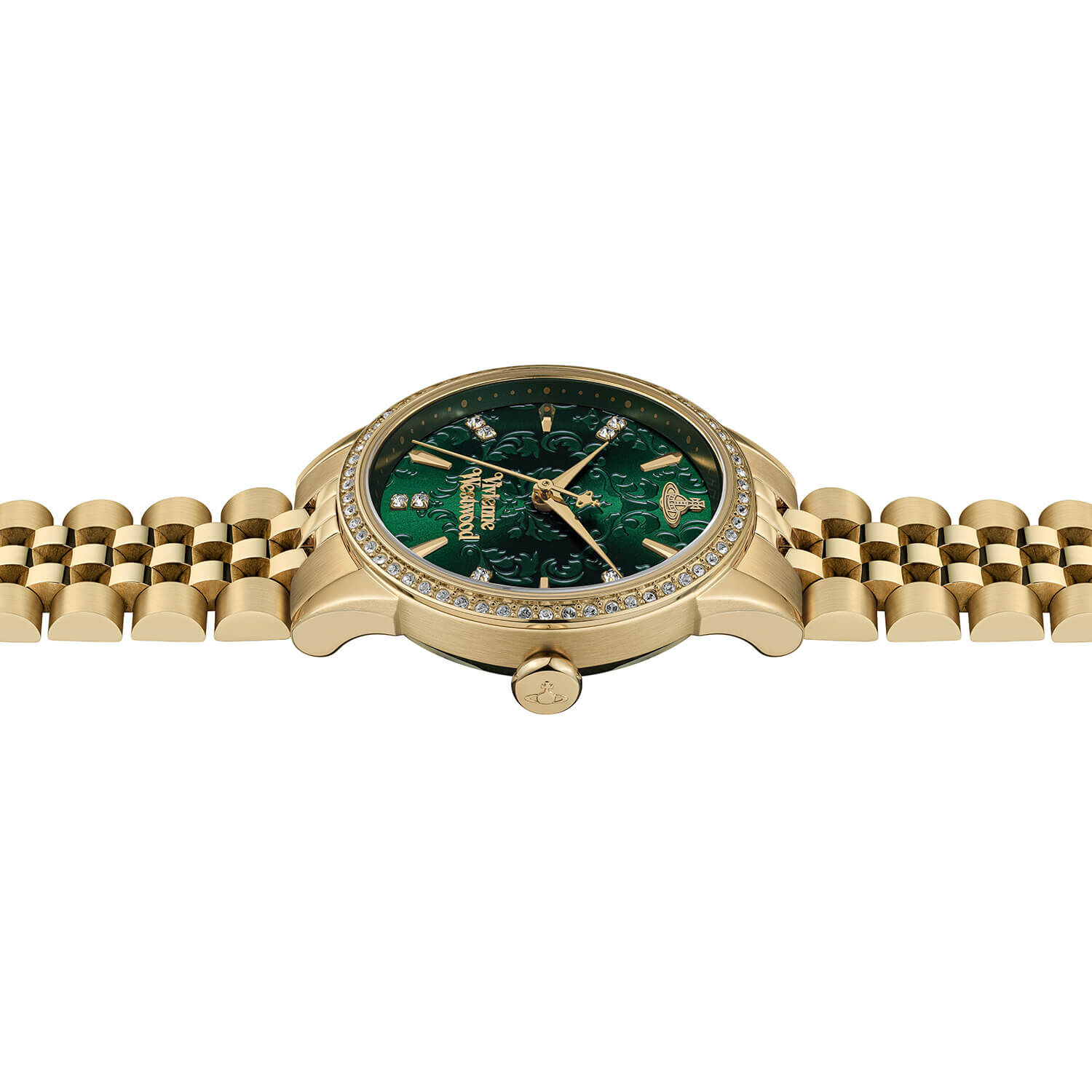 VW Little Wallace 32mm Green Dial Gold Steel Bracelet Watch