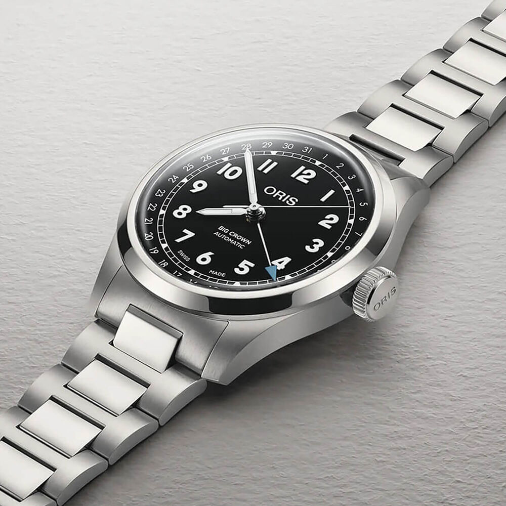 Oris Big Crown Pointer Date 40mm Black Dial Steel Bracelet Watch