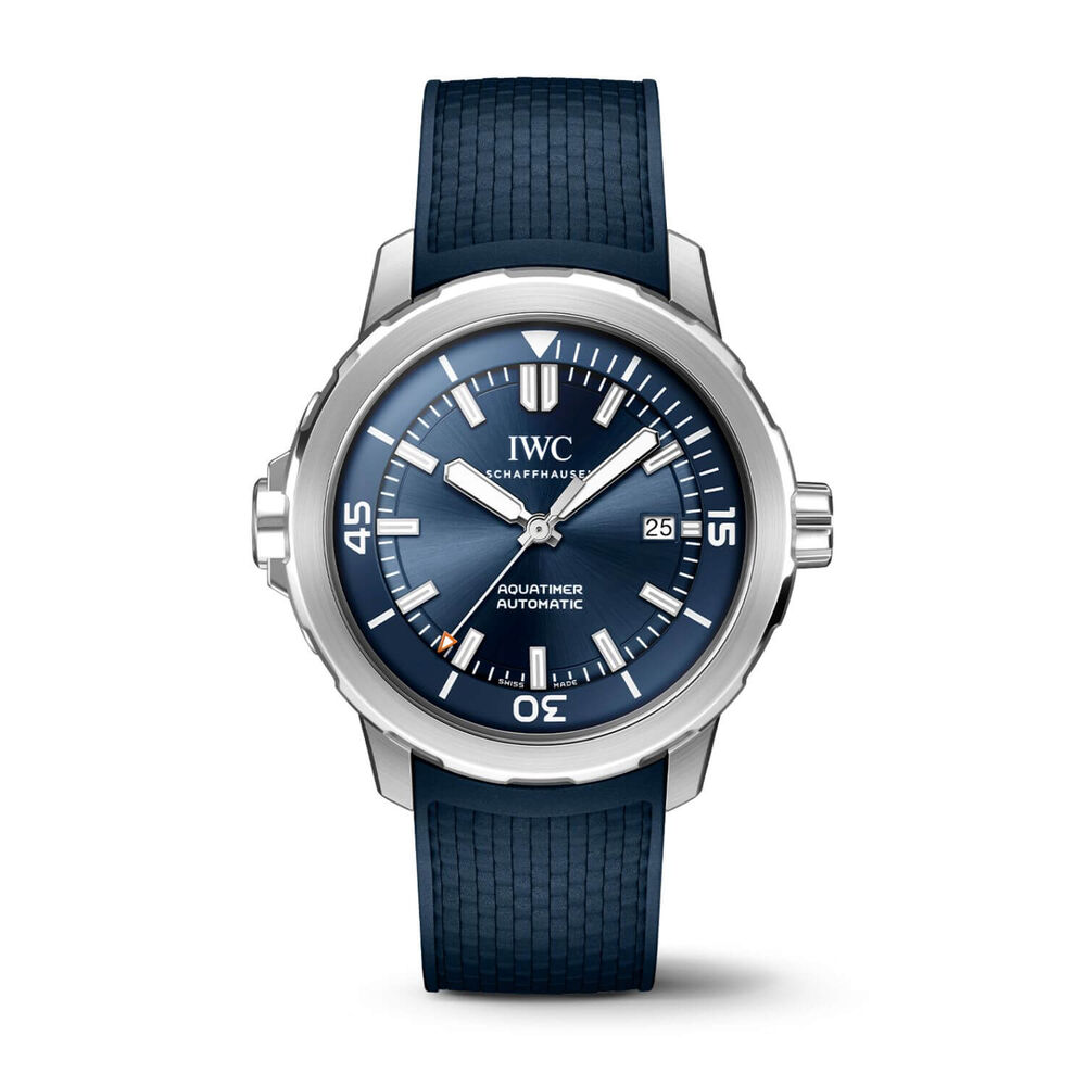 IWC Schaffhausen Aquatimer Automatic 42mm Blue Dial Strap Watch image number 0