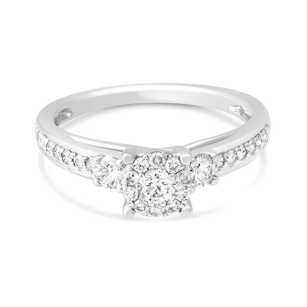 9ct white gold 0.50 carat diamond cluster engagement ring image number 4