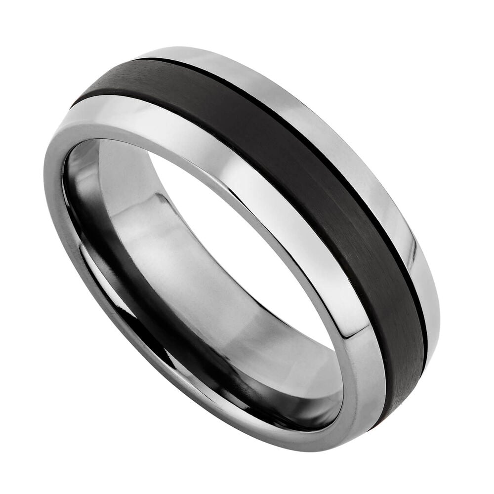 Men's titanium black enamel ring