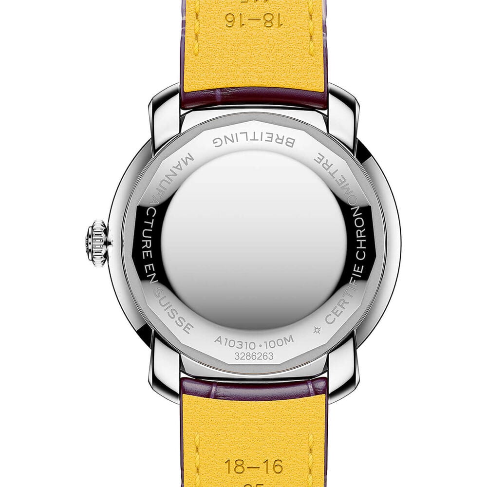Bretling Lady Premier Automatic 36mm Purple Dial Leather Strap Watch image number 3