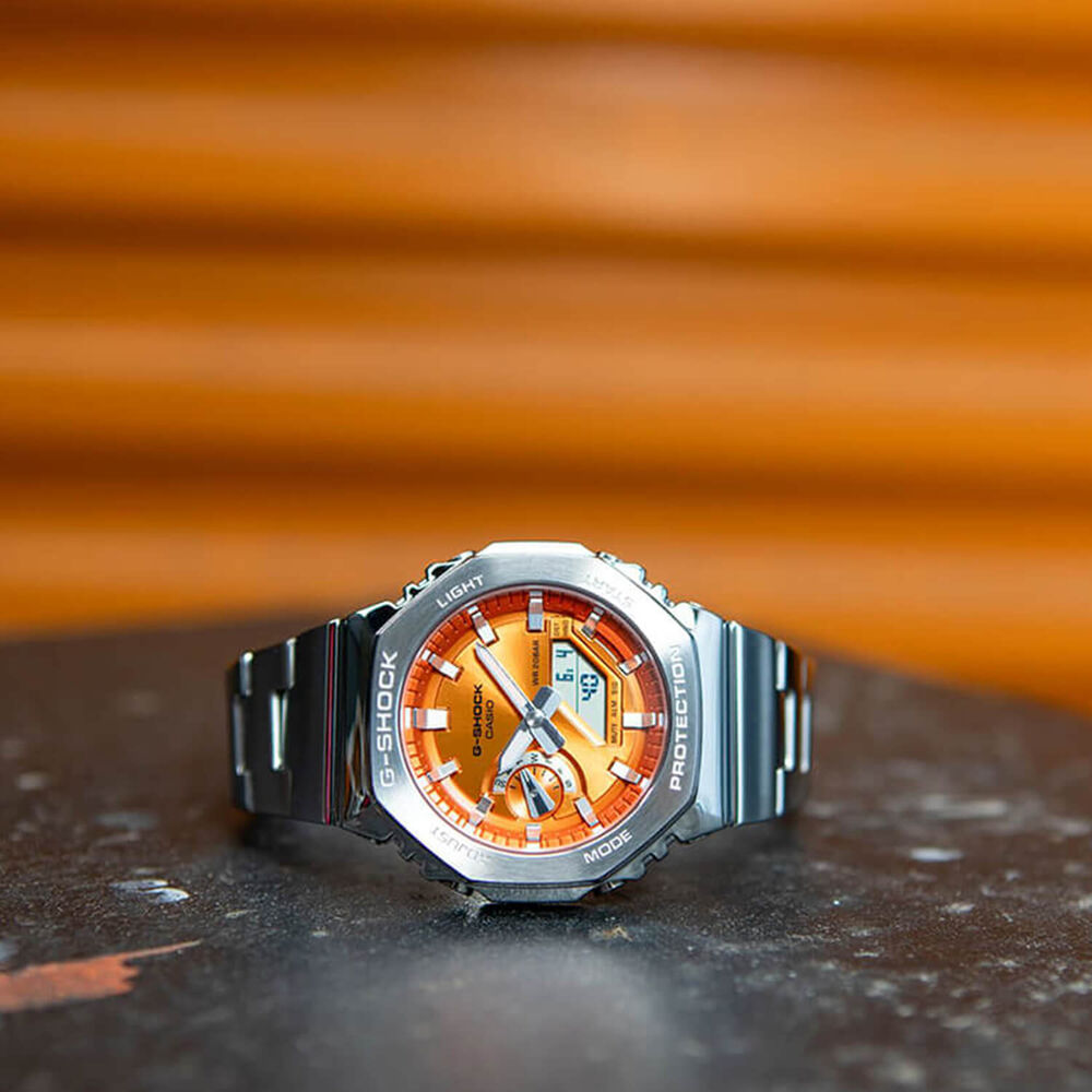 G-SHOCK G-STEEL 49.3mm Orange Dial Stainless Steel Bracelet Watch image number 4